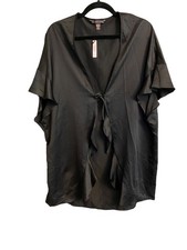 Victoria's Secret Black Satin Kimono Robe One Size MSRP 58 NEW