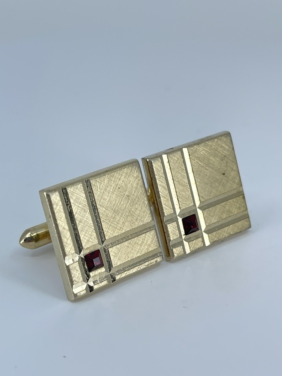 Boutons De Manchette Vintage – Or Rouge Avec Strass – Modèle 3/4 Pour Homme – Occasion