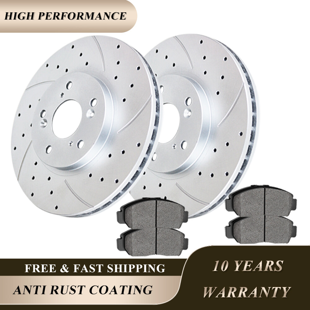 Front Drilled Rotors Disc + Ceramic Brake Pads Brakes for 2003-2017 Honda Accord