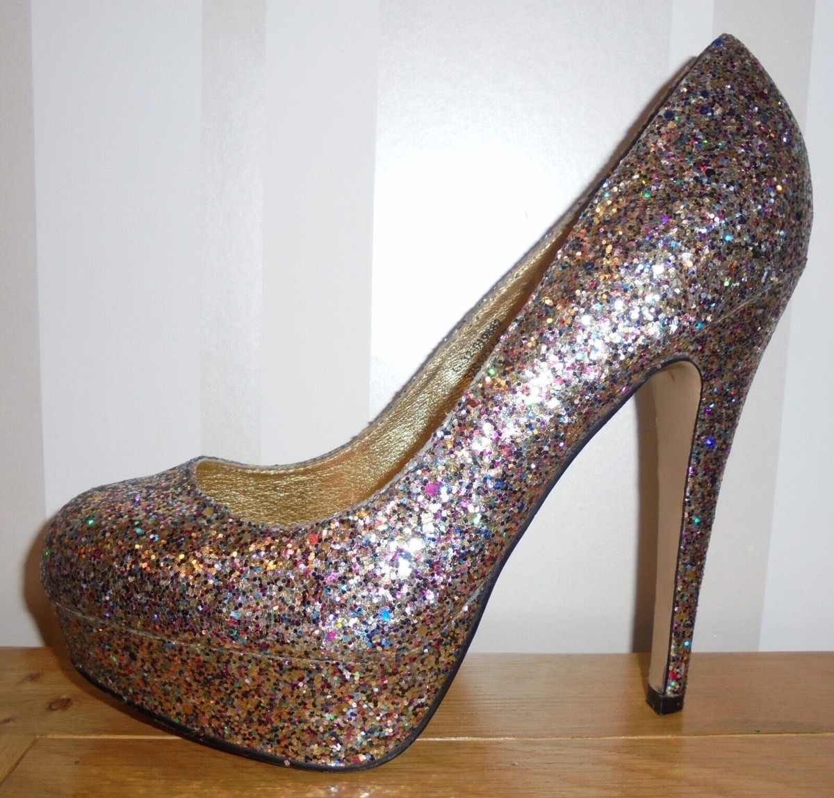 Stunning Topshop Multi Coloured Glitter Sparkle High Heel Platform