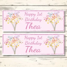 2 PERSONALISED PASTAL DAISY BIRTHDAY BANNERS DESIGN 1