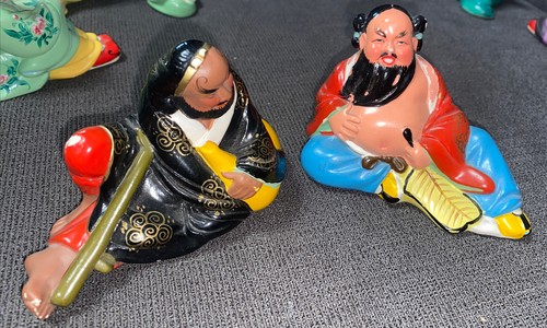Set of 8 Extremely Detailed Early 20th Century Chinese Chalk Ware Figurines 3” - Picture 10 of 12