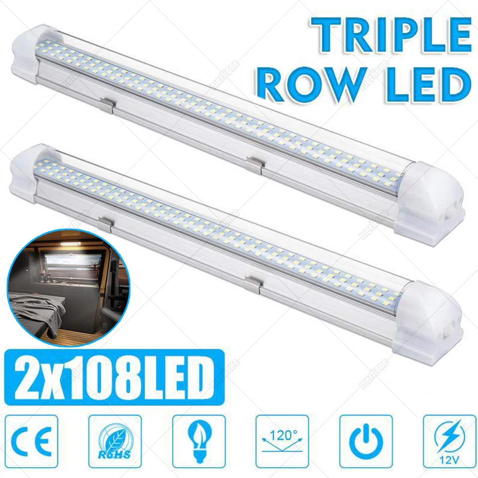 WOWSPEED 2x 12V LED luce interna barra striscia luce lampada per auto furgone camper barca DE
