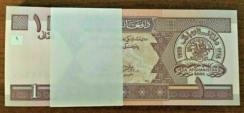 Afghanistan 1 Afghani New x 100 Pcs 2002 Bundle UNC Currency Lot USA SELLER