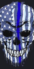 Thin Blue Line Skull Flag cornhole board vinyl wraps