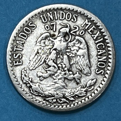 1934 MEXICO 20 CENTAVOS SILVER COIN CAP AND RAYS - Picture 2 of 2