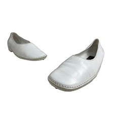 Grupo Italiano Women's White Leather Stitching Sole Flat Slippers Sz 7