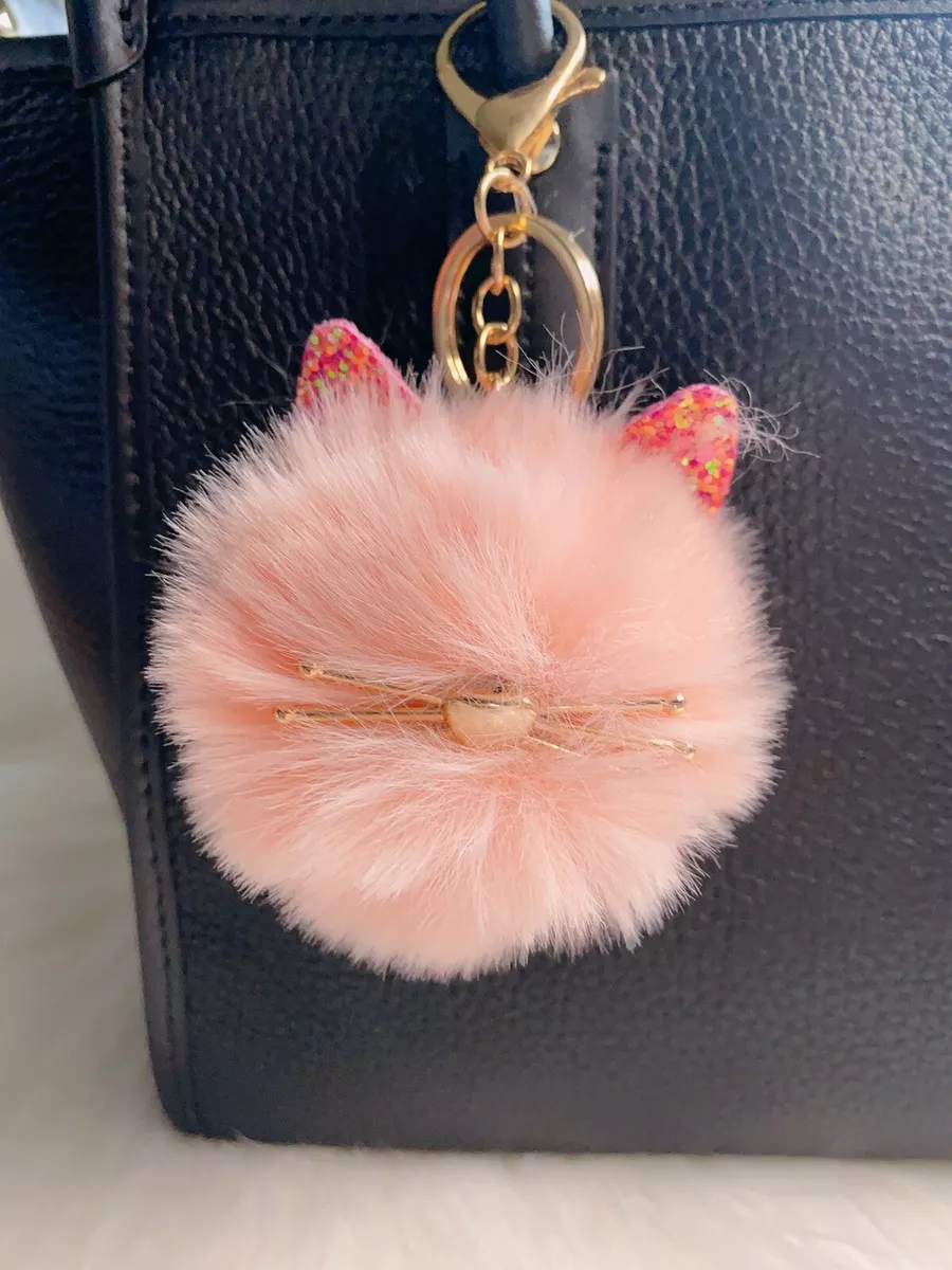 Cat Pom Keychain - Pink