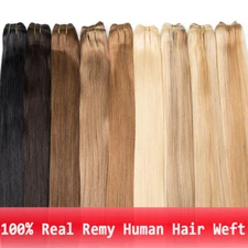 12"-28" Weft Human Hair Extensions Real Russian Hair Thick Bundle Full Head 100g