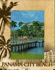 Panama City Beach Florida Laser Engraved Wood Picture Frame Portrait (5 x 7)