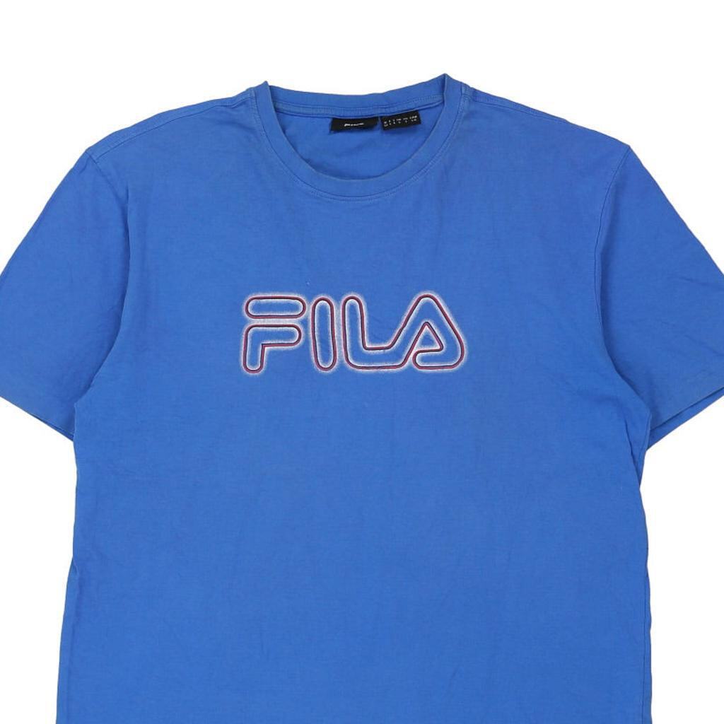 T shirt Fila Spellout cotone blu grande
