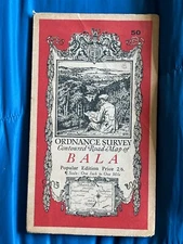 Vintage Ordnance Survey Popular 1 Inch Cloth Map, Bala,  1934. No:50