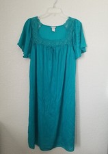 Vintage Intimate Options Large One Size Teal Green Maxi night gown 100 Nylon