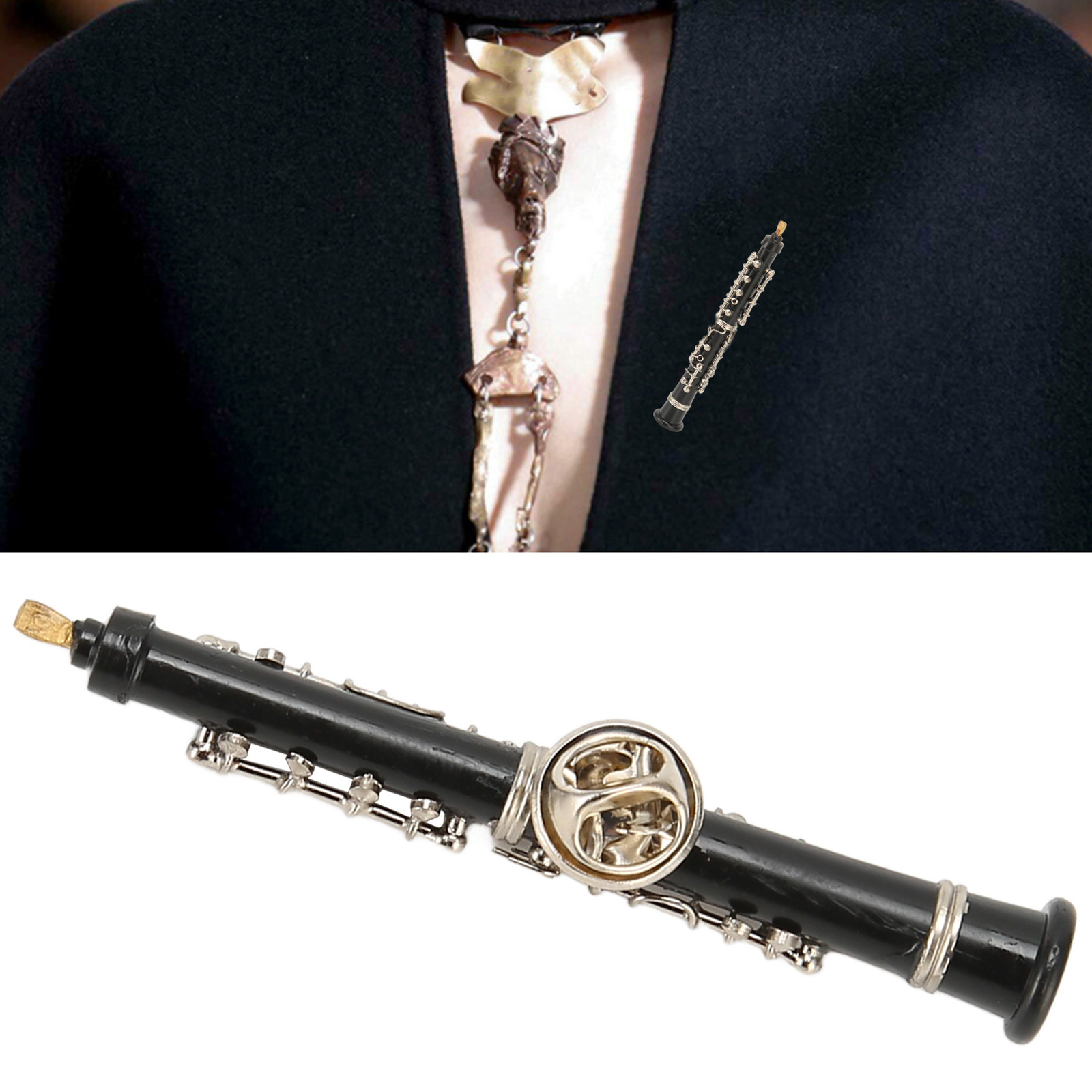 Miniature Oboe Brooch Musical Instrument Fashion Lapel Brooch With Case