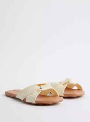 Torrid Stretch Twist Bow Slide Sandal Wide Width Ivory Women's 9 #D10017