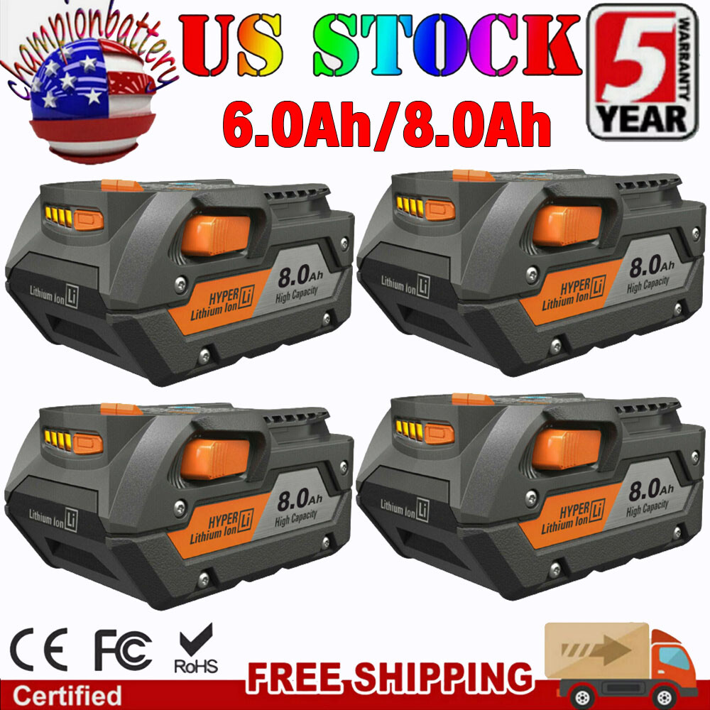 1-4X 8.0Ah For Ridgid R840085 Lithium Battery Rigid 18V R840087 R840083 US New