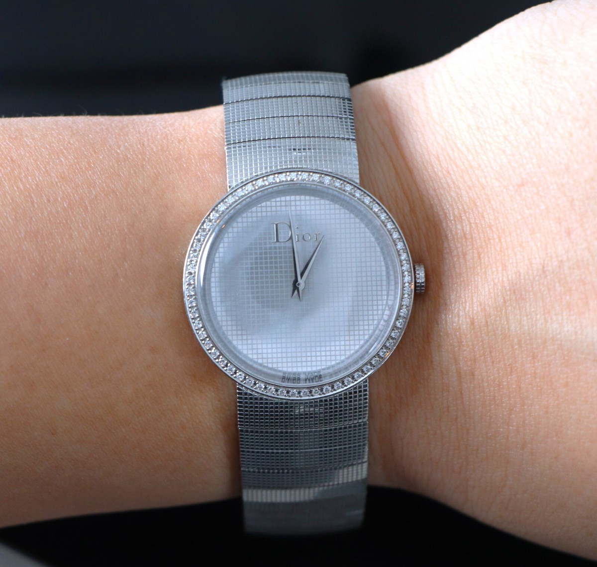 稀少 Dior(ディオール) La D De Diamond Dior Ladies Watch DIOR La D De Quartz Diamond Black Dial Ladies Watch