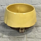 Vinatge McCoy Pottery Yellow Brown Footed USA 6 X 4 1/2 inches See Video