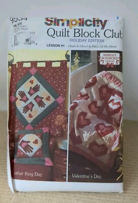 SIMPLICITY  9534 Shirley Botsford pattern Quilt Block Club-MLK Day, Valentine UC