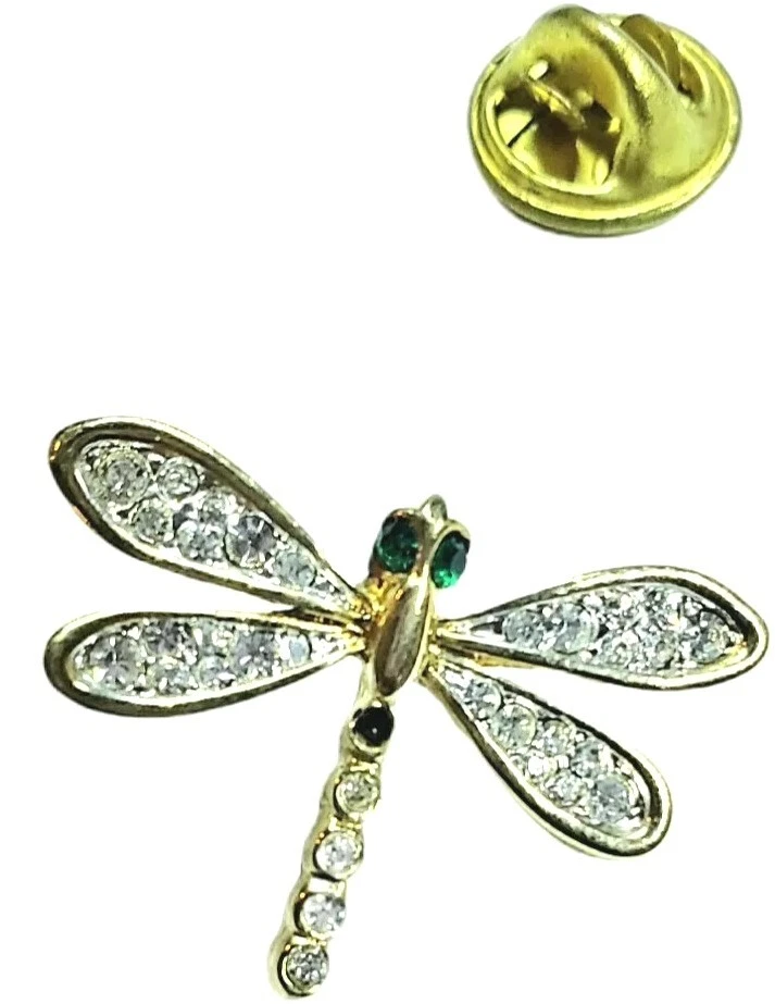 Dragonfly Rhinestone Brooch Pin Lapel HatPin Crystal Paved