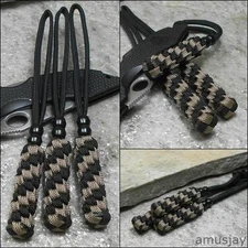 (3) Knife Lanyards -Fits-Tactical, Military,Survival,Combat,EDC Knives Black/Tan