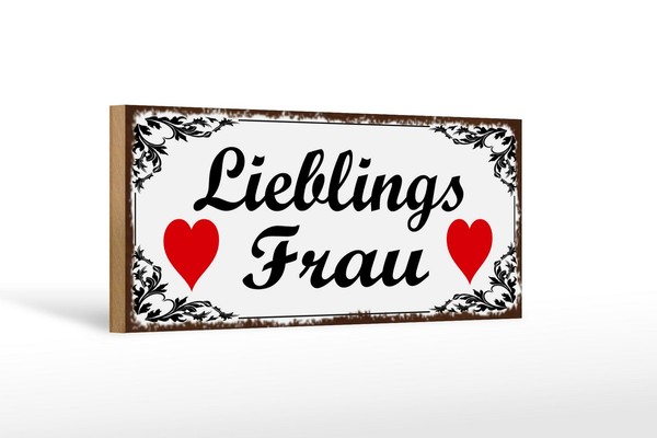 Holzschild Spruch 27X10 Cm Libelingsfrau Herz Geschenk Deko Schild Wooden Sign-image