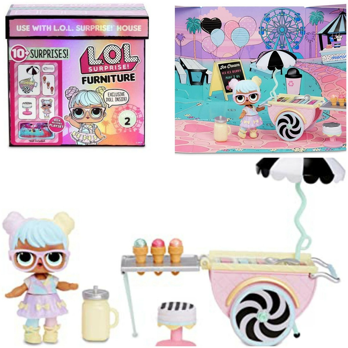 LOL BON BON Furniture Surprise Doll NEW SEALED Set Lot Ice Cream