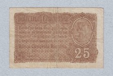 25 bani 1917 PM1 VF+ ROMANIA German Occupation WWI WW1 scarce Romanian note