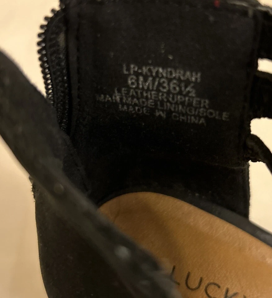 LUCKY BRAND SIZE 6M KYNDRAH STRAPPY BLACK BLOCK HEEL SANDALS - Image 2 of 4