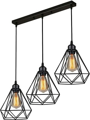 Industrielle moderne geometrische Pendelleuchte verstellbar hängend Küche E27
