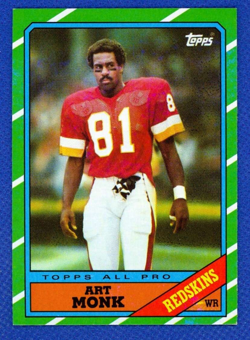 1986 Topps Football # 175 Art Monk Washington Redskins Hall of Famer Combo Ship