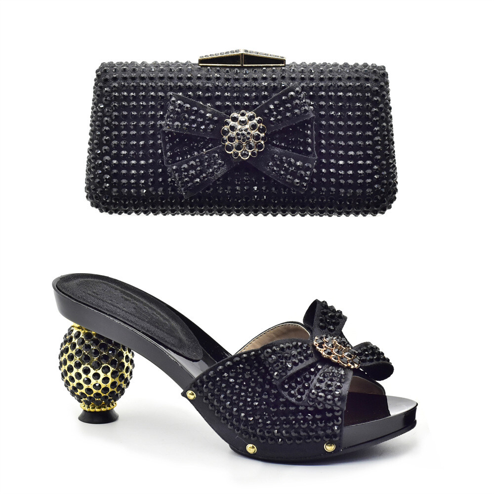 PANTOFOLA D’ORO Set scarpe e borse fiocco donna strass tacco ciabatte sandali punta aperta festa