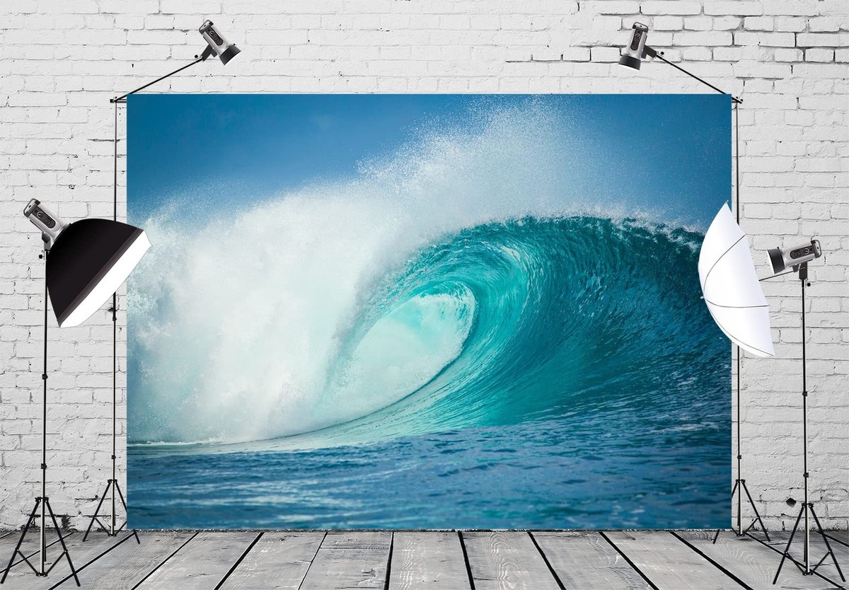 7x5ft Fabric Ocean Waves Photography Backdrop Summer Surfing