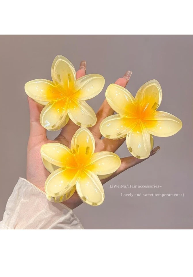 Hawaiian Flower Hair Clips for Women 6 Pack Flower Hair Claw Clips Plumeria Claw - Image 4 of 4