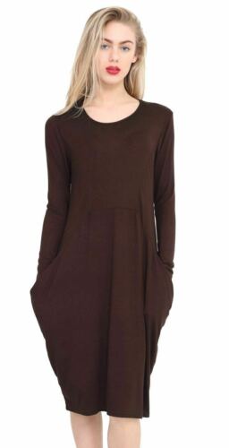 Abito midi donna Lagenlook ampio con tasche paracadute larghe - Foto 8 di 8