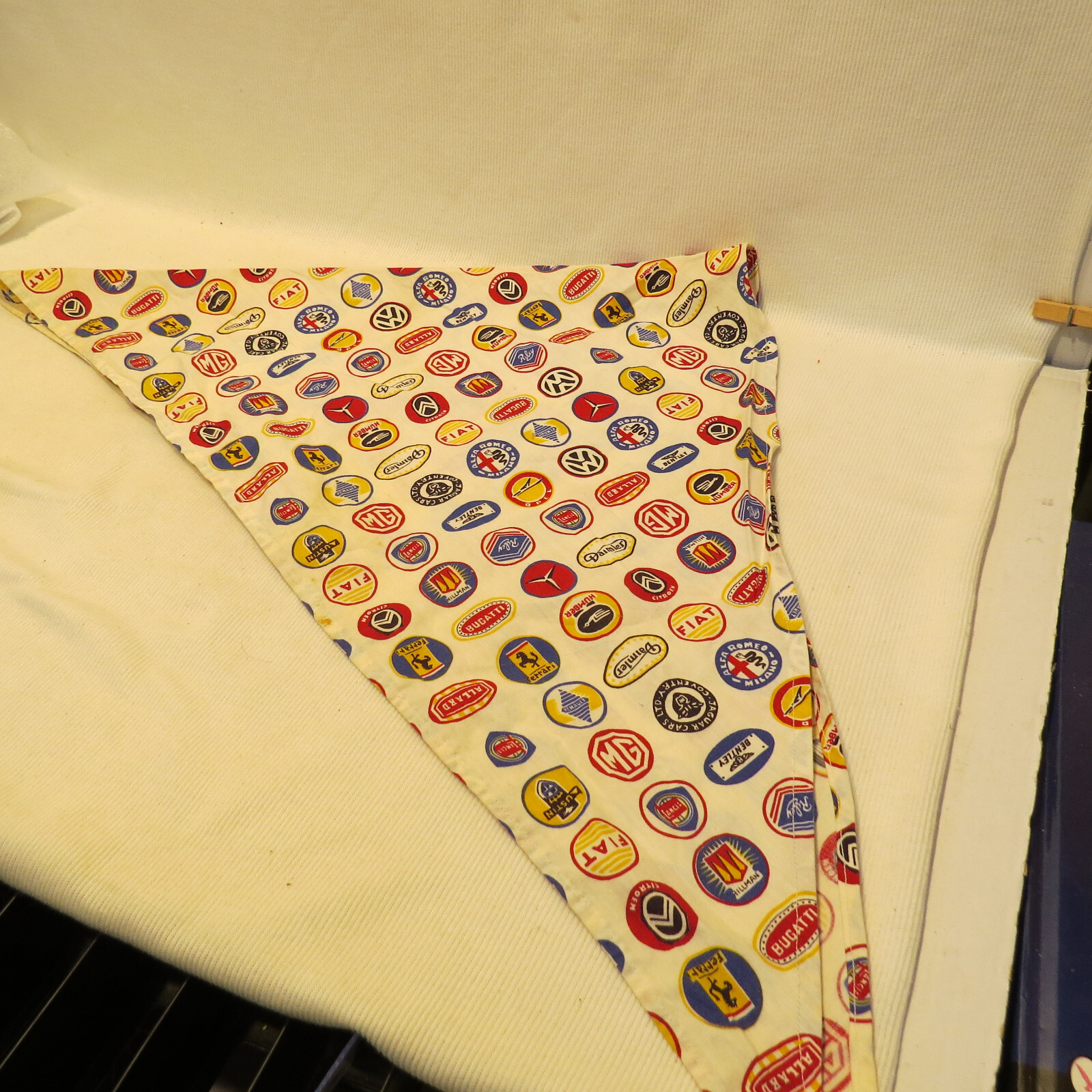 Vintage Car Logos Head Scarf Convertibles MG Bugati F… Gem