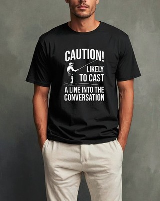 Lustiges Angeln T-Shirt Vorsicht wahrscheinlich Cast Männer Grafik Angler Neuheit Geschenk Tee
