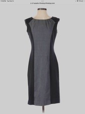 Calvin Klein Size 4 Black & Gray Color Block Knee Length Slimming Sheath Dress