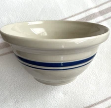 Roseville Ohio FP Friendship Pottery Stoneware Mixing Bowl Blue Stripe 8" 2-qt