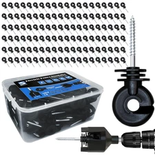 120 Pcs Black Electric Fence Insulator Screw-In Insulator Fence Ring Post Wood