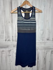 Title Nine Women M Blue White Gray Buttah Dress Racerback Built in Bra Outdoor