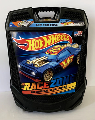 Hot Wheels Race Zone Rolling Storage 100 Car Case 1/64 Scale Retractable Handle