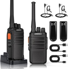 2 PACK Long Range Walkie Talkie 100 Mile Two Way Radio Charge Headset Waterproof