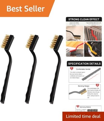 3-Piece Brass Wire Brush Set for Effortless Rust Removal - Durable & Compact