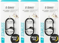 Nite Ize G-Series Dual Chamber Carabiner 2 - Black 3-Pack