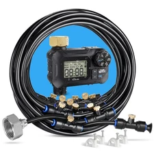 Automatic Misting Cooling System with Timer, 91.8FT Misting Line, 26 Brass No...