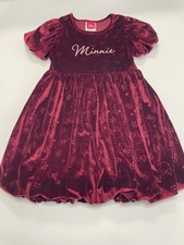 Disney Junior Minnie Minnie Mouse Burgundy Velvet Fit  Flare Girls Dress Size 6