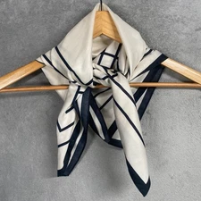 MNG Mango Scarf Geometric Print Square Silk Blend Old Money Parisian Luxury