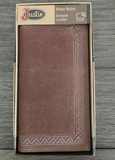 Justin Rodeo Wallet Brown Roughout Leather Western Bifold NEW