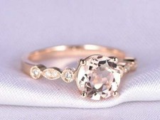 14K White Gold Plated 2Ct Round Cut Lab Created Morganite Women Wedding Ring